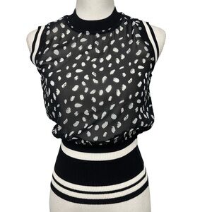 Bar III Sheer Dot-Print Tank Sweater Black/White Size XS NEW WITHOUT TAGS